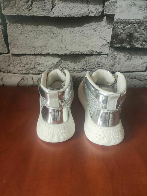 Buty Srebrne brokatowe trampki obuwie męskie Błyszczące
