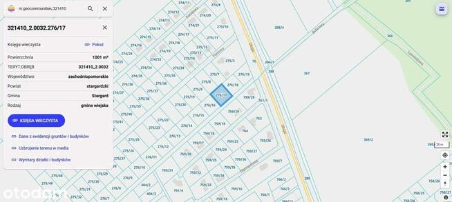 Działka budowlana 1001 m² – Żarowo (3 km od Stargardu)