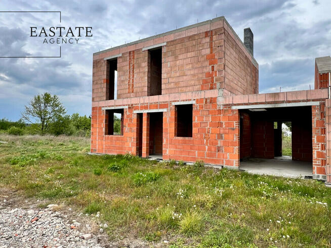 Bliźniak w stanie surowym otwartym/działka 500 m2