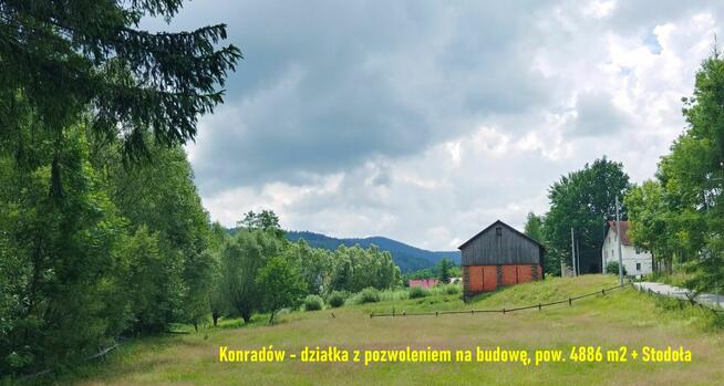Konradów gm. Lądek Zdrój - działka ze stodołą i poz.na bud.