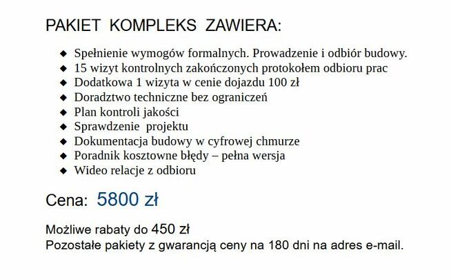 KIEROWNIK BUDOWY - nadzór od 2100zł - Wrocław +40km