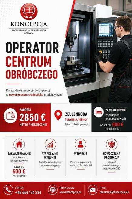 OPERATOR/KA CENTRUM OBRÓBCZEGO CNC - (Zeulenroda-ZM-BH-DE)
