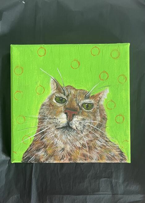 Energia Głównego Bohatera. Obraz olejny 20x20 cm na płótnie.