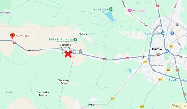 Działka rolno-budowlana Sięciaszka Pierwsza gm. Łuków