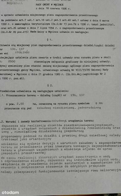 DZIAŁKI BUDOWLANE -MYŚ/LINÓW 2,7 HA/- MPZP INWESTYCJA +DOM