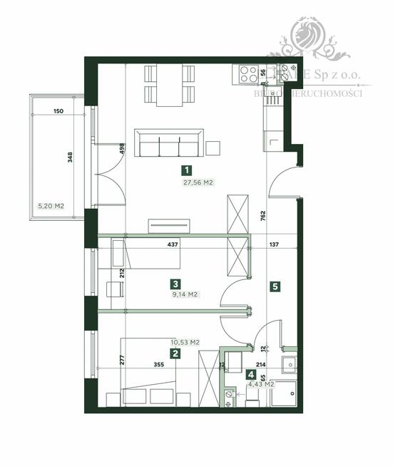 Mieszkanie 3pok. o pow 54,90m2 z balkonem 5,2m2/ Żerniki