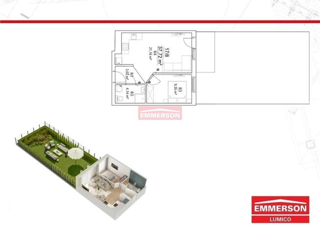 Ogród 60m2, Zachodnie, 2-pokoje