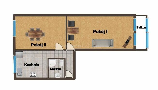 44,10 m² 1 piętro blisko centrum balkon