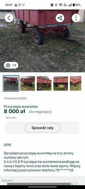 Sprzedam wywrotke przyczee
