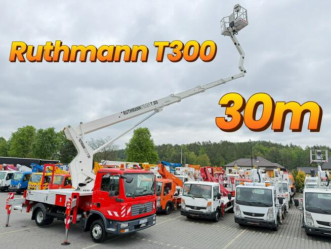 MAN TGL 7.150 Zwyżka Ruthmann T300 30m w bok 20m Mały przebieg Podnośnik Koszowy UDT Wumag GSR Palfi