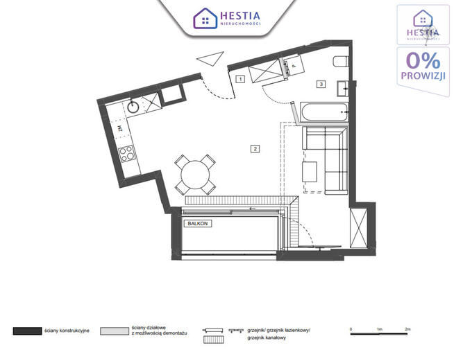 Luksusowe studio | 42 m² | balkon | pod klucz