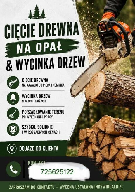 Cięcie drewna w klocki. Sprzątanie posesji.