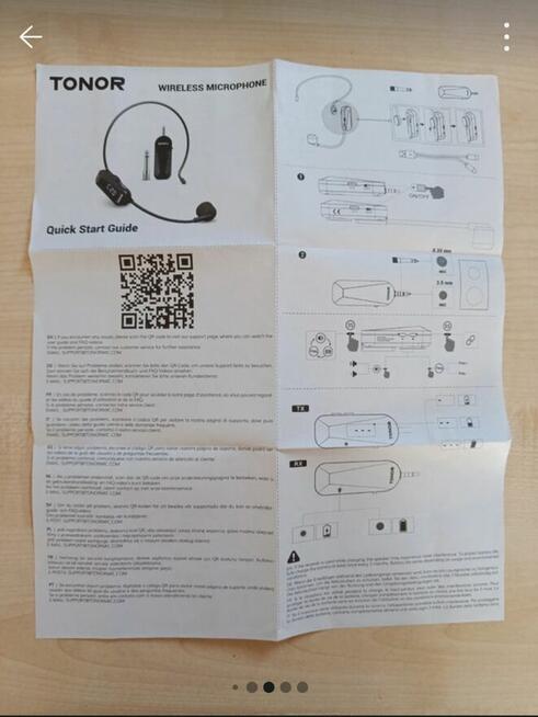 Nowy mikrofon bezprzewodowy nagłowny Tonor TW100 UHF fitness