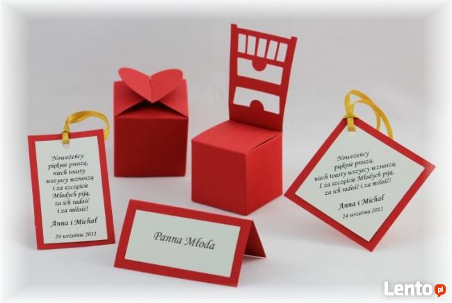 WESELE, ŚLUB WINIETKI WIZYTÓWKI NA STÓŁ DLA GOŚCI