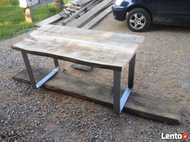 Stół drewno i stal industrialna loft