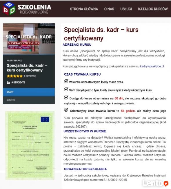 Certyfikowany kurs online „ Specjalista ds. kadr”
