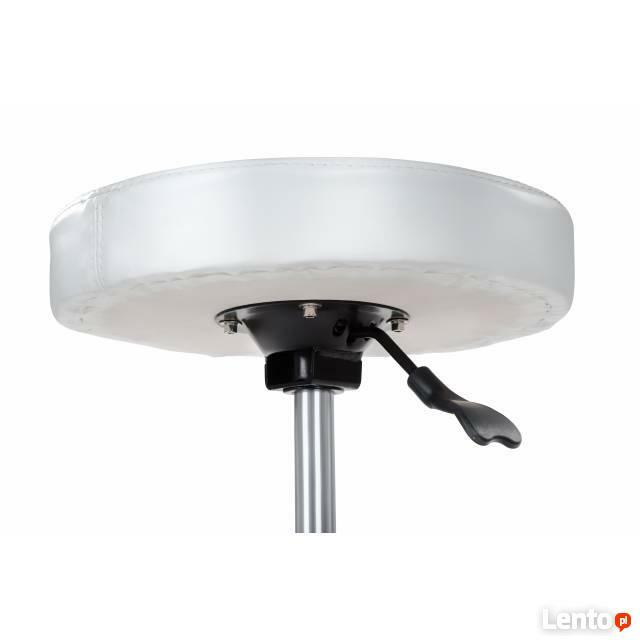 Taboret stołek obrotowy na kołach biały