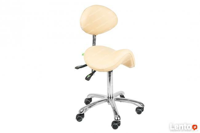 Krzesło siodłowe regulowane obrotowe beżowe kosmetyczne