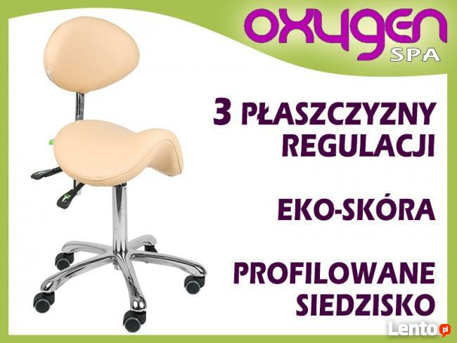 Krzesło siodłowe regulowane obrotowe beżowe kosmetyczne