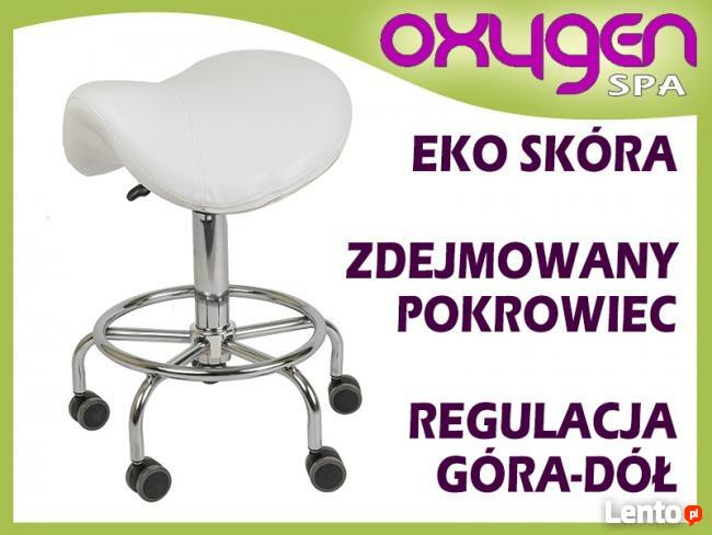 Hoker krzesło siodłowe kosmetyczne obrotowe białe