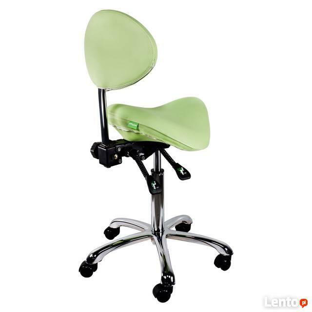 Krzesło siodłowe regulowane obrotowe zielone kosmetyczne