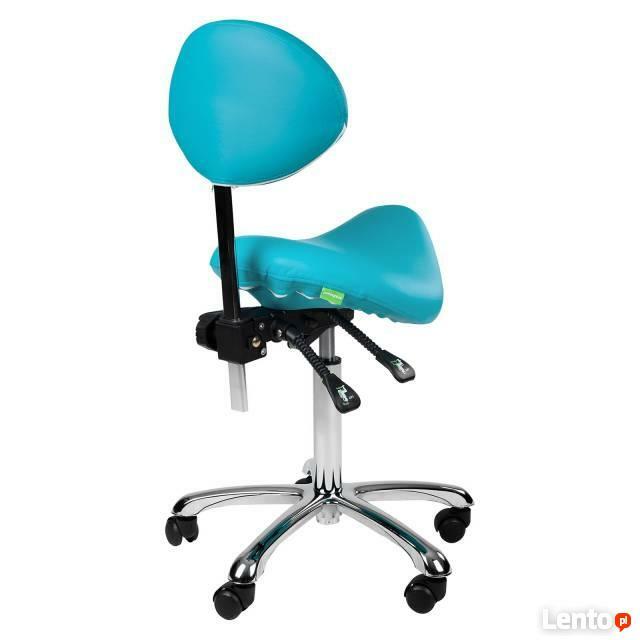 Krzesło siodłowe regulowane obrotowe niebieskie kosmetyczne
