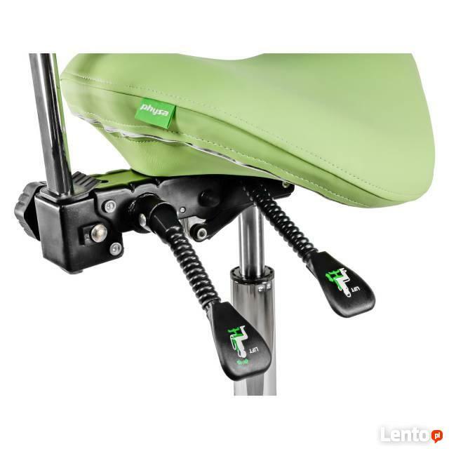 Krzesło siodłowe regulowane obrotowe zielone kosmetyczne