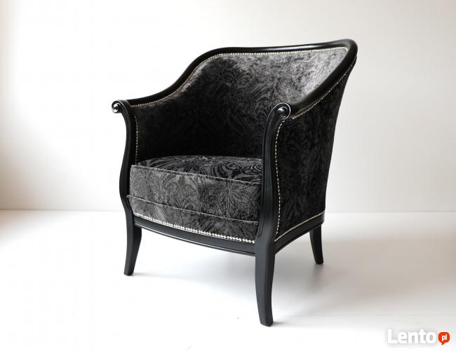 Stylowy włoski salonik Sofa Fotel Stolik kawowy Meble czarne