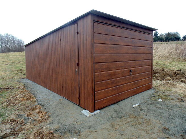 Tani garaż blaszany 3x6 drewnopodobny PREMIUM każdy wymiar