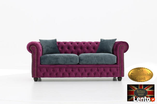 Chesterfield sofa 3 os z zamszu mix kolory