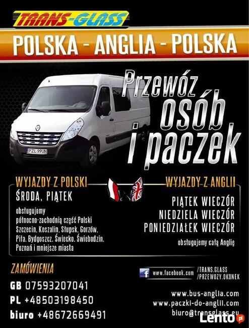 PRZEWÓZ OSÓB I PACZEK POLSKA-ANGLIA-POLSKA