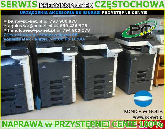 Serwis Konica Minolta Częstochowa PC-NET naprawa pogwarancyj