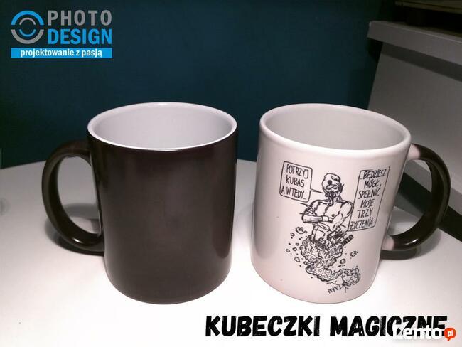 Foto kubki, kubki reklamowe z grafika tekstem i zdjeciem