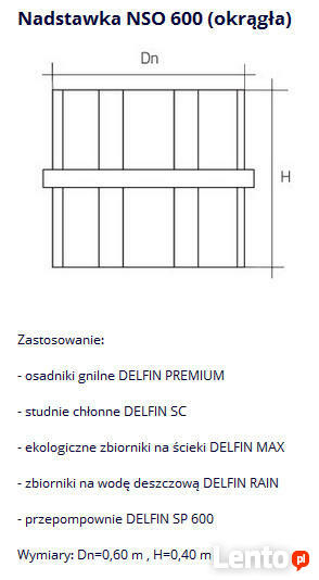 Nadstawka NSO 600 DELFIN na osadniki gnilne, szamba