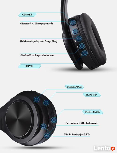 Markowe Słuchawki Bezprzewodowe Bluetooth/Jack (Nauszne)