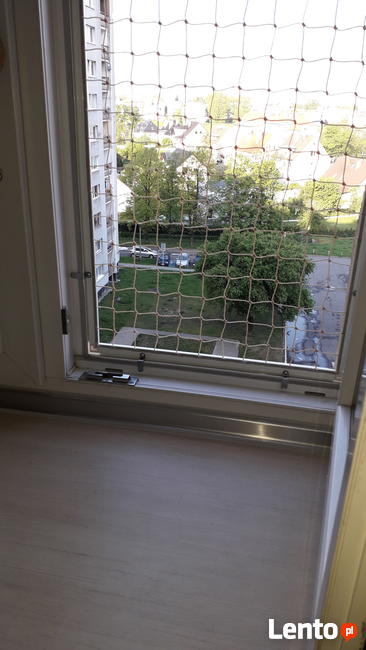 Montaż siatki:balkon, okno przed ptakami, wypadnięciu kotka.