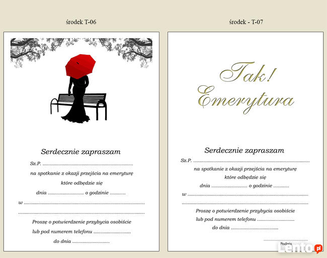 Zaproszenia ok EMERYTURY na spotkanie pożegnanie emerytura