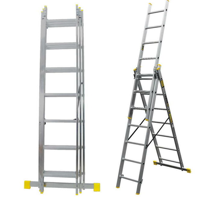 DRABINA aluminiowa 3x7 4,78m 150kg POLSKA TUV Profesjonalna