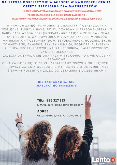KOREPETYCJE DLA MATURZYSTÓW - JĘZYK ANGIELSKI