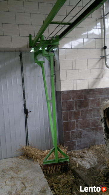 Szynowy zgarniacz obornika