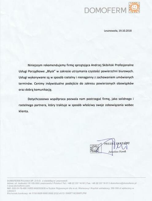 Profesjonalne usługi porządkowe Błysk