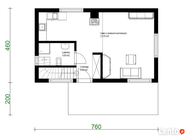 Projekt domu ZG27 - na zgłoszenie (bez pozwolenia)