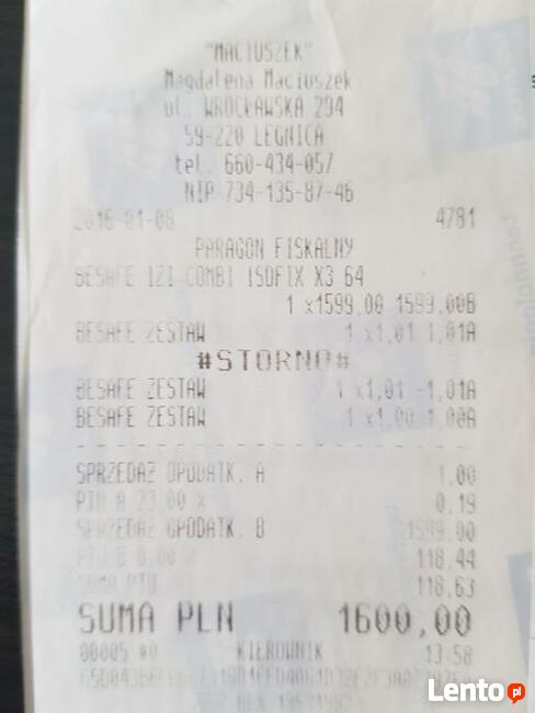 Fotelik samochodowy BeSafe iZi Combi X3 Isofix 0-18 kg