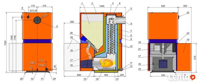 Kocioł c.o. na pellet KALVIS K8-16 DG klasa 5 compact