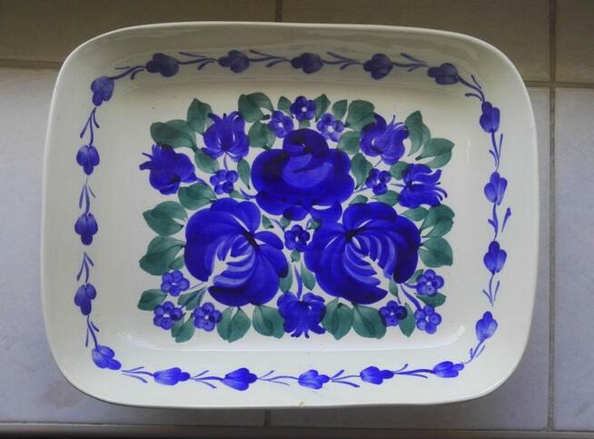 Fajansowy półmisek z dzbankiem, Włocławek, lata 60-te