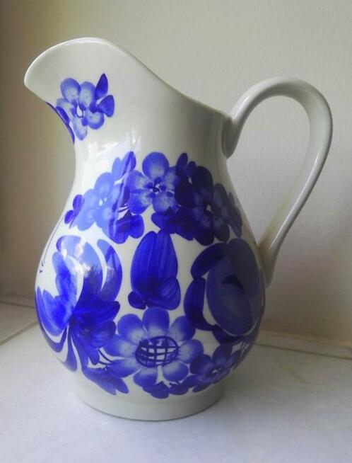 Fajansowy półmisek z dzbankiem, Włocławek, lata 60-te