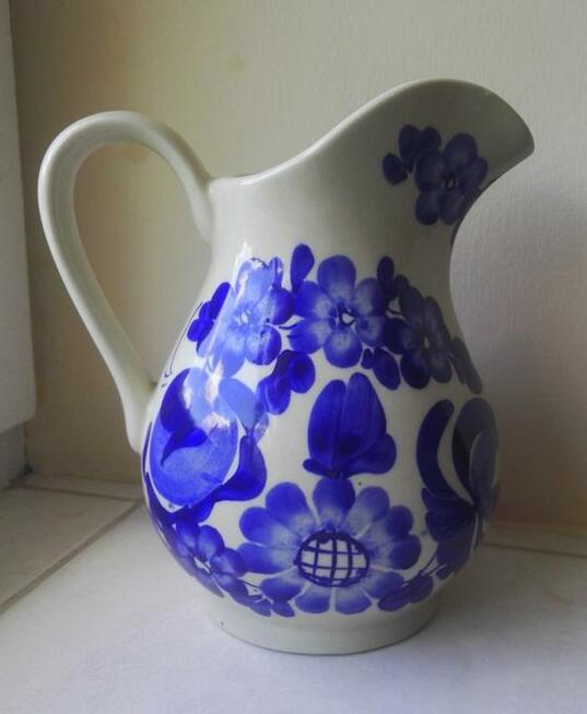 Fajansowy półmisek z dzbankiem, Włocławek, lata 60-te