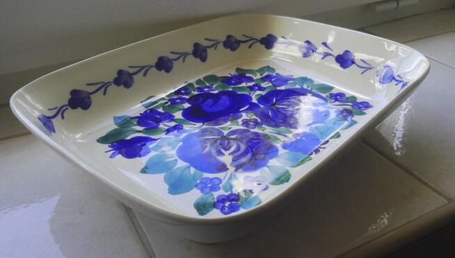 Fajansowy półmisek z dzbankiem, Włocławek, lata 60-te