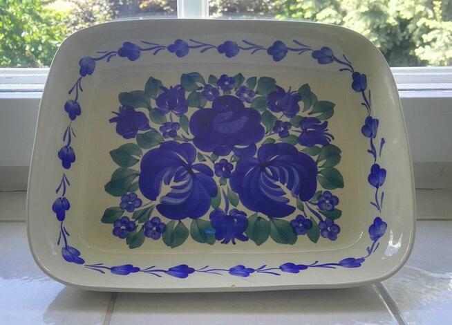 Fajansowy półmisek z dzbankiem, Włocławek, lata 60-te