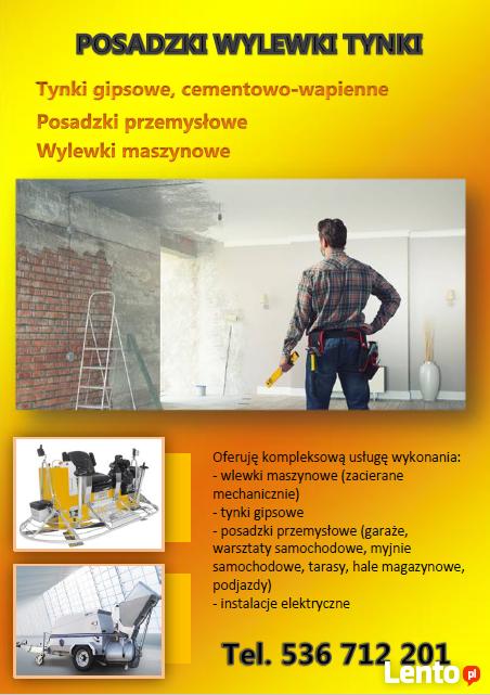 Wylewki maszynowe ,Posadzki przemysłowe i tynki gipsowe